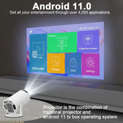 Magcubic Mini Projector Hy300 4K Android 11 Dual Wifi6 200 ANSI Allwinner H713 BT5.0 🎬🔊