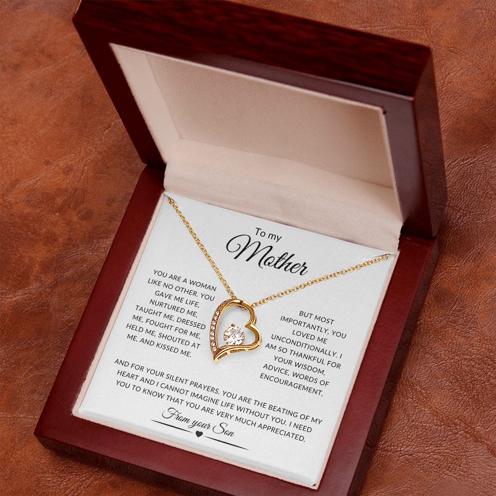 To my Mother Forever Love Necklace/From your SON | Mother's Day Necklace (Yellow & White Gold Variations)