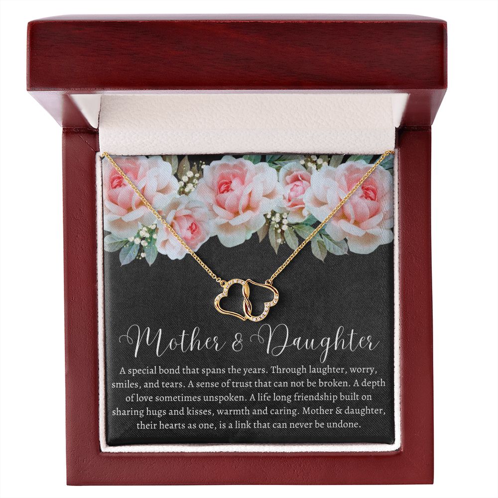 Mother & Daughter Special Bond | Mother's Day Necklace (10k Solid Yellow Gold w/18 Diamonds)