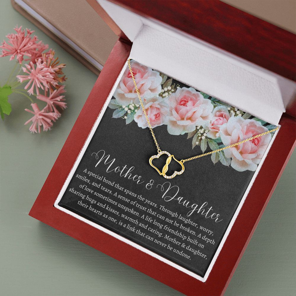 Mother & Daughter Special Bond | Mother's Day Necklace (10k Solid Yellow Gold w/18 Diamonds)