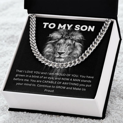 To My Son Never Forget Necklace (Stainless Steel or 14k Gold Variations)