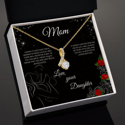 To Mom/Love, your Daughter Alluring Beauty Necklace (Yellow & White Gold Variations)