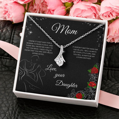 To Mom/Love, your Daughter Alluring Beauty Necklace (Yellow & White Gold Variations)