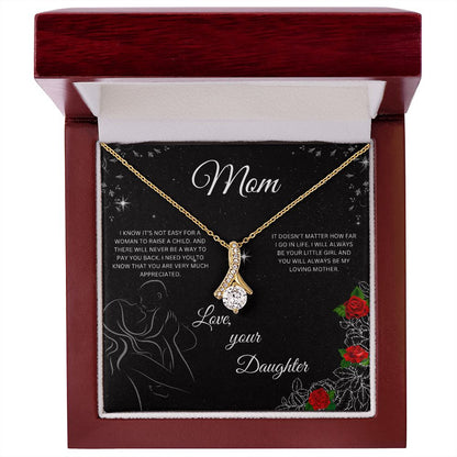 To Mom/Love, your Daughter Alluring Beauty Necklace (Yellow & White Gold Variations)