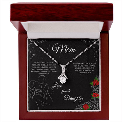 To Mom/Love, your Daughter Alluring Beauty Necklace (Yellow & White Gold Variations)