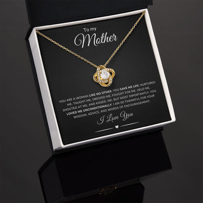 To my Mother Like No Other Love Knot Necklace | Mother's Day Necklace (Yellow & White Gold Variations)