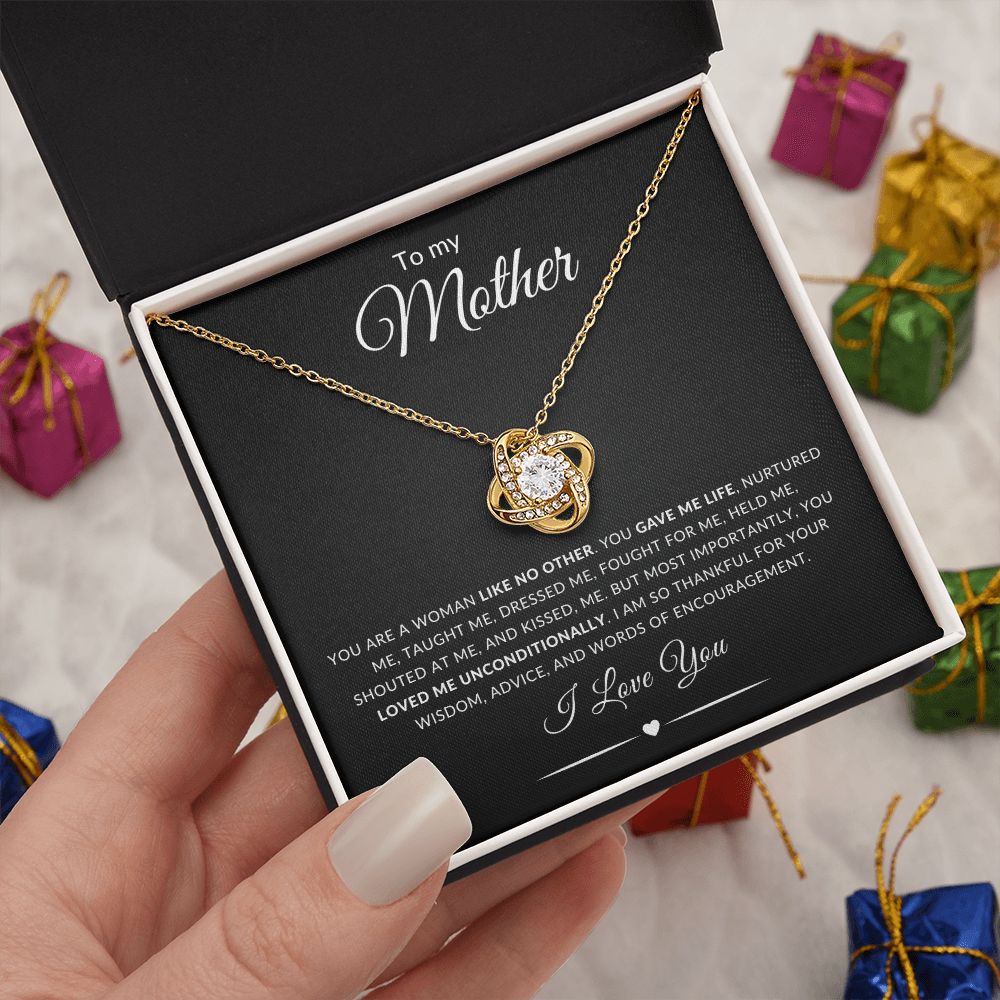 To my Mother Like No Other Love Knot Necklace | Mother's Day Necklace (Yellow & White Gold Variations)