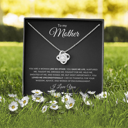 To my Mother Like No Other Love Knot Necklace | Mother's Day Necklace (Yellow & White Gold Variations)