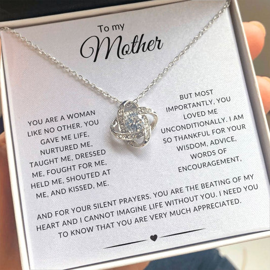 To my Mother Love Knot Necklace | Mother's Day Necklace (Yellow & White Gold Variations)