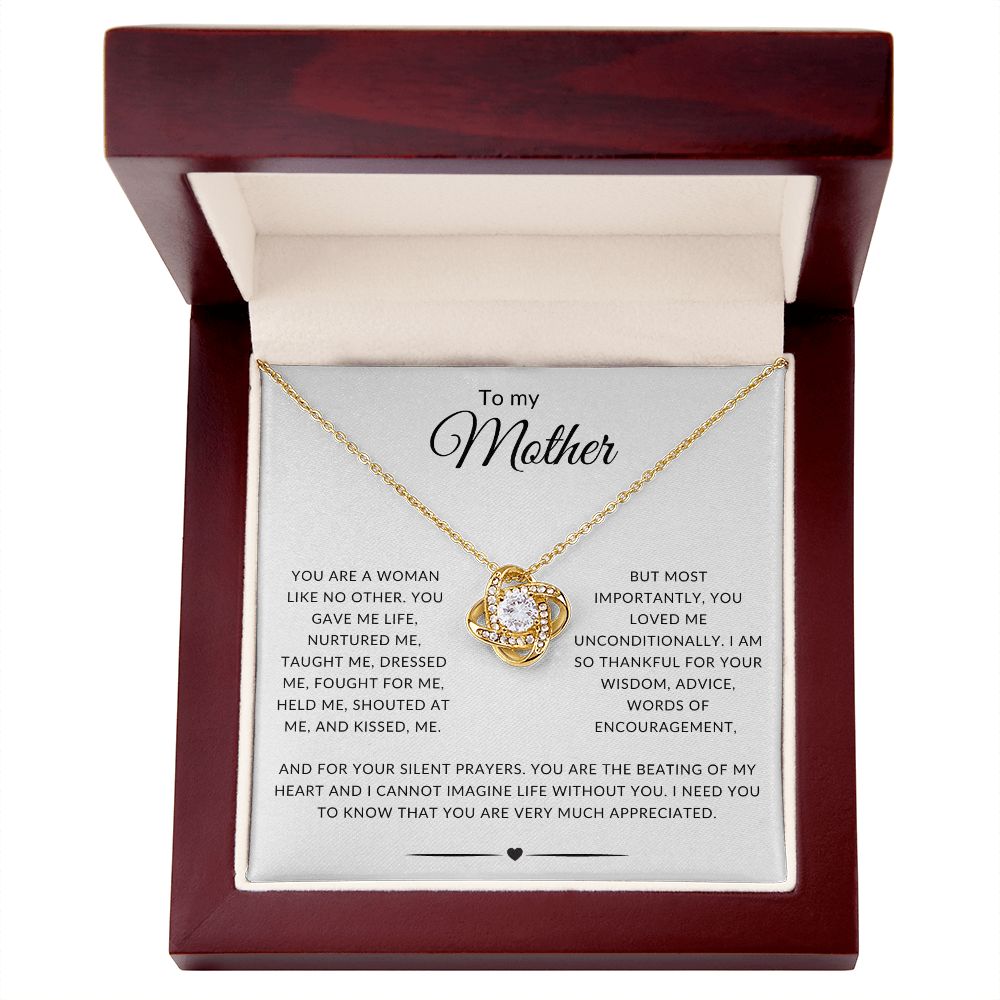 To my Mother Love Knot Necklace | Mother's Day Necklace (Yellow & White Gold Variations)