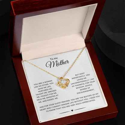 To my Mother Love Knot Necklace | Mother's Day Necklace (Yellow & White Gold Variations)