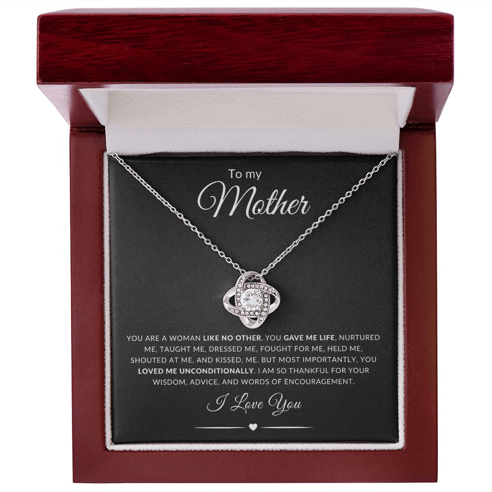 To my Mother Like No Other Love Knot Necklace | Mother's Day Necklace (Yellow & White Gold Variations)