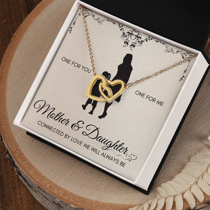 Mother & Daughter One For you Interlocking Hearts Necklace (Yellow & White Gold Variations)