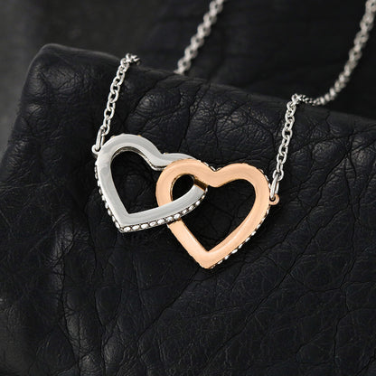 To My Bonus Daughter Interlocking Hearts Necklace (Yellow & Stainless Steel/Rose Gold Variations)