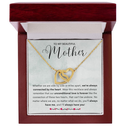 To My Beautiful Mother Connected Hearts Necklace | Mother's Day Necklace (Yellow & Stainless Steel/Rose Gold Variations)