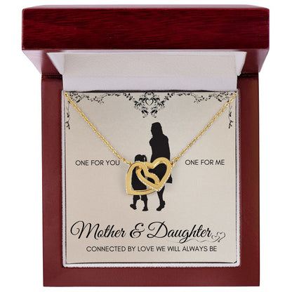 Mother & Daughter One For you Interlocking Hearts Necklace (Yellow & White Gold Variations)