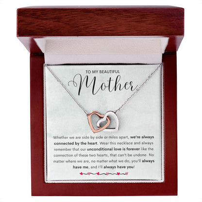 To My Beautiful Mother Connected Hearts Necklace | Mother's Day Necklace (Yellow & Stainless Steel/Rose Gold Variations)