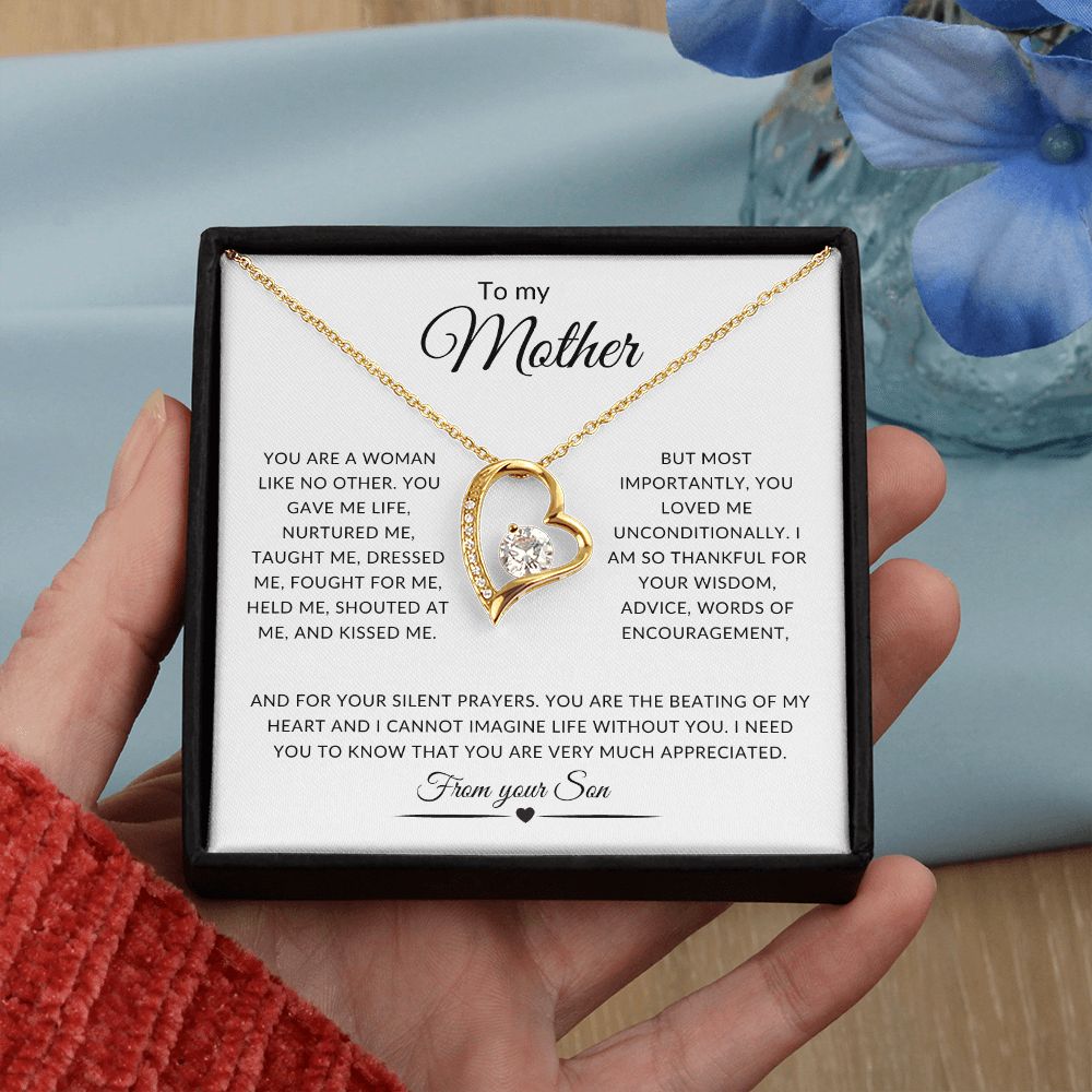 To my Mother Forever Love Necklace/From your SON | Mother's Day Necklace (Yellow & White Gold Variations)