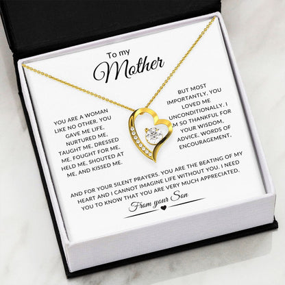 To my Mother Forever Love Necklace/From your SON | Mother's Day Necklace (Yellow & White Gold Variations)