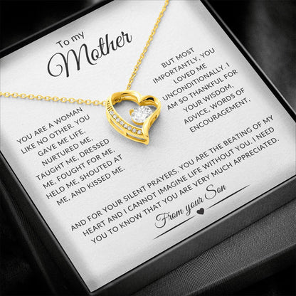 To my Mother Forever Love Necklace/From your SON | Mother's Day Necklace (Yellow & White Gold Variations)