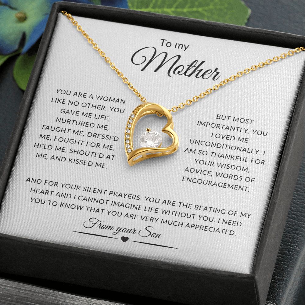 To my Mother Forever Love Necklace/From your SON | Mother's Day Necklace (Yellow & White Gold Variations)